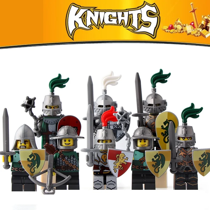 8Pcs/Set Medieval Castle Dragon Knight Kingdoms Heroic Mini Building Blocks Action Figures Children Bricks Toys For Kids Gift
8Pcs/Set Medieval Castle Dragon Knight Kingdoms Heroic Mini Building Blocks Action Figures Children Bricks Toys For Kids Gift
