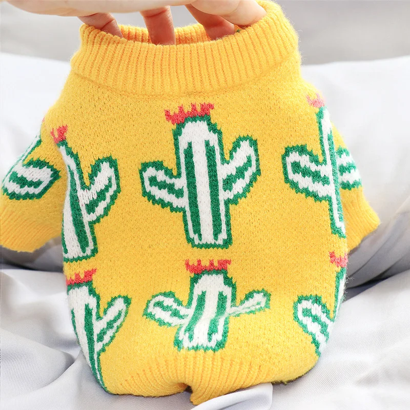 

Pet Dog Clothes Cactus Knitting Sweaters for Dogs Clothing Cat Small Cute Autumn Winter Yellow Fashion Boy Girl Chihuahua Gift