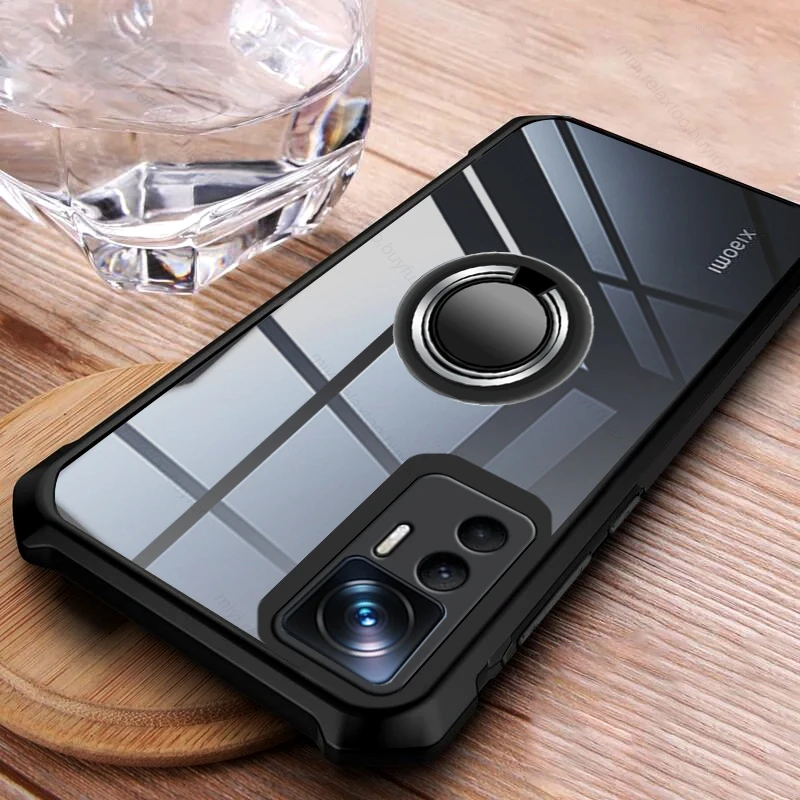 

Mi12T Transparent Acrylic Case For Xiaomi Xiomi Xiaomy Mi 12T 12 T T12 Pro Camera Shockproof Magnetic Holder Ring Protect Fundas