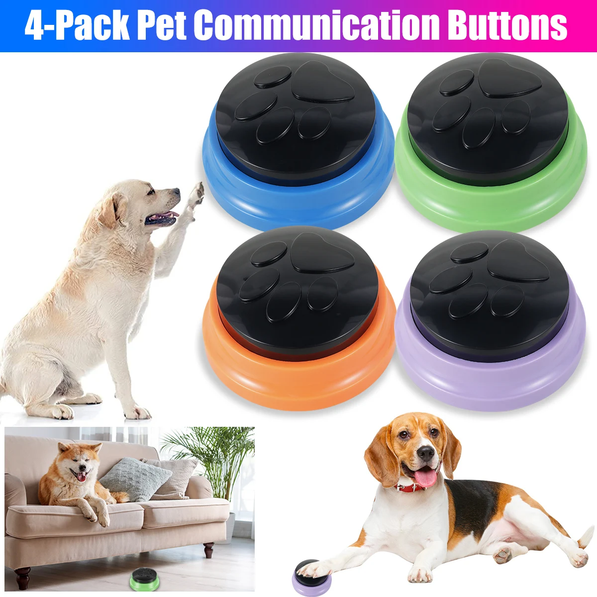 4 шт., записываемые кнопки для дрессировки собак
4 шт., записываемые кнопки для дрессировки собак