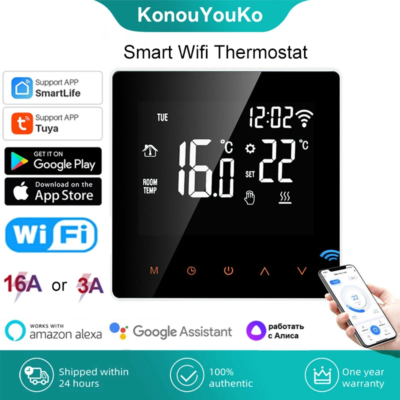 Tuya Smart Wifi Термостат Электрический пол с подогревом ЖК-цифровой сенсорный регулятор температуры 16A, 3A для Alexa Google Alice Smart Home
Tuya Smart Wifi Термостат Электрический пол с подогревом ЖК-цифровой сенсорный регулятор температуры 16A, 3A для Alexa Google Alice Smart Home
