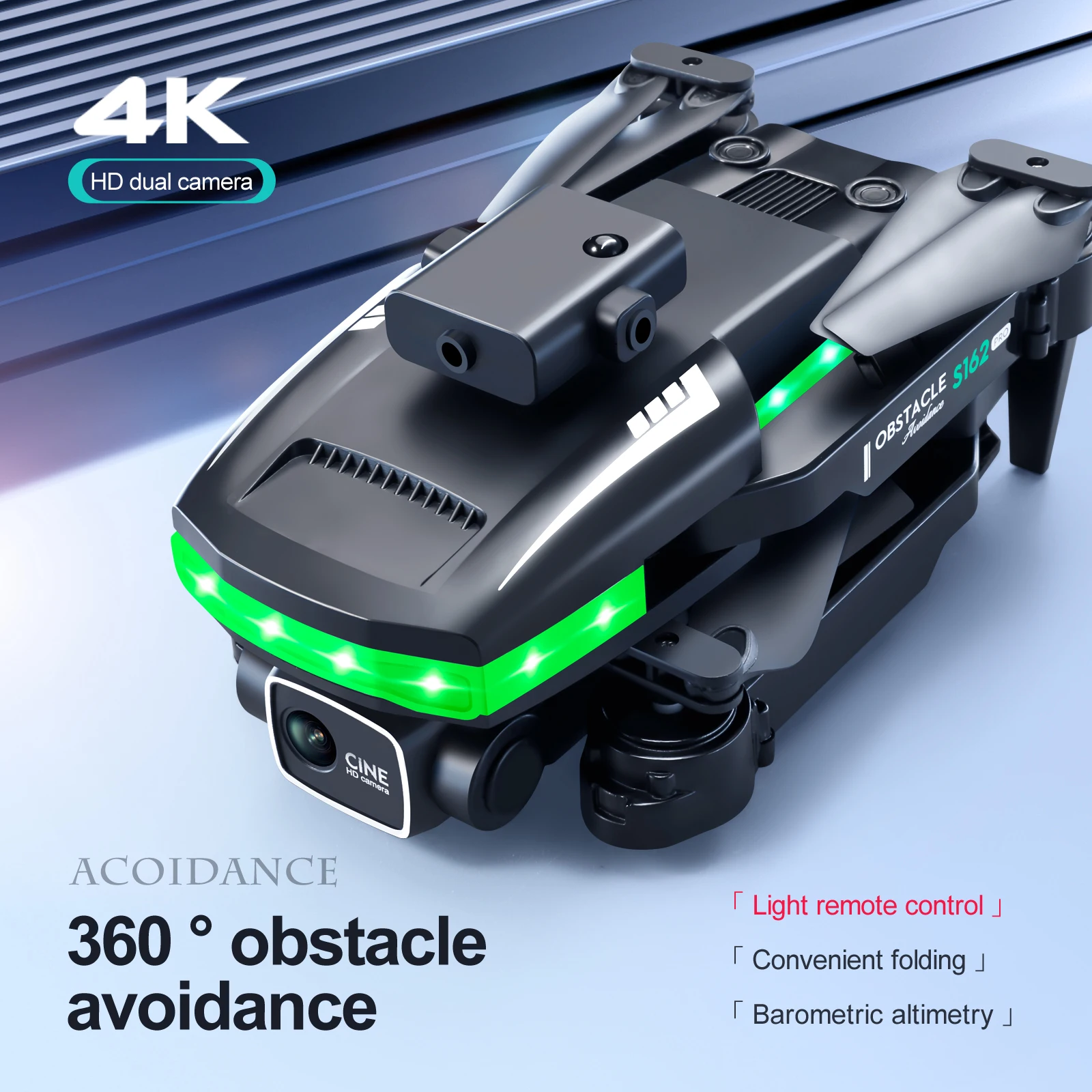 New S162 Drone Dual Camera 2.4G WIFI FPV Colorful Lighting 360 Obstacle Avoidance Folding Quadcopter Remote Control Aircraft
New S162 Drone Dual Camera 2.4G WIFI FPV Colorful Lighting 360 Obstacle Avoidance Folding Quadcopter Remote Control Aircraft