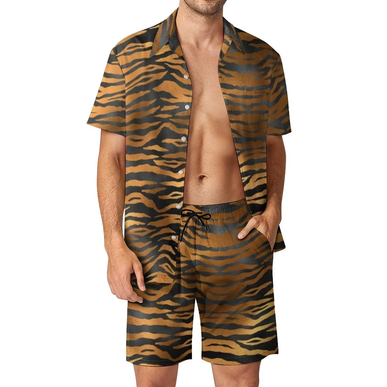Tiger Print Stripes Men Sets Glam Black And Gold Casual Shirt Set Funny Vacation Shorts Design Suit 2 Piece Clothing Plus Size
Tiger Print Stripes Men Sets Glam Black And Gold Casual Shirt Set Funny Vacation Shorts Design Suit 2 Piece Clothing Plus Size