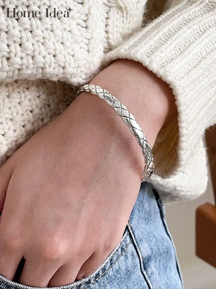 Women Casual Rhombic Pattern 925 Silver Cuff Bracelet Open Adjustable Pulseras Party Gift Jewelry
Women Casual Rhombic Pattern 925 Silver Cuff Bracelet Open Adjustable Pulseras Party Gift Jewelry