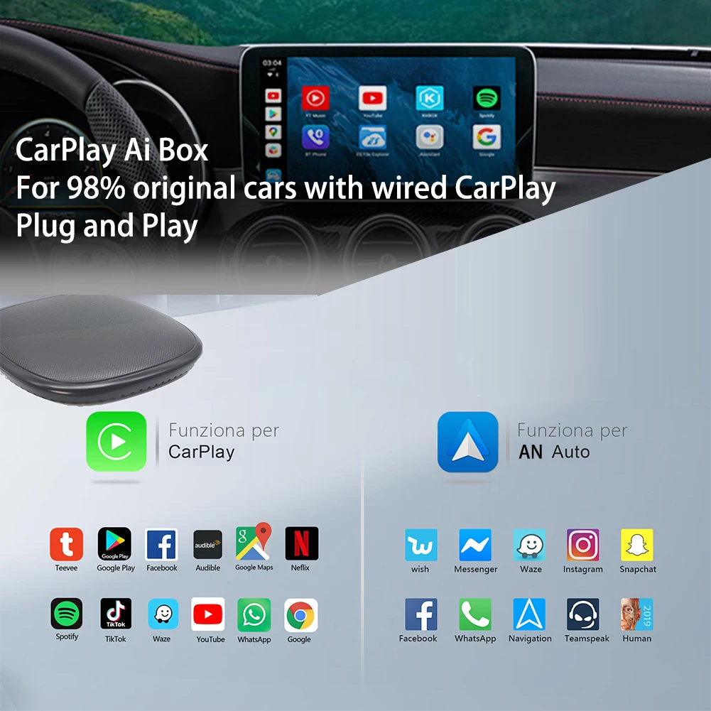 New UX999 Pro 4+64GC Arplay Ai Box Wireless Carplay Netflix Box GMS GPS WIFI 5GHz DIY Car Multimedia Player HID Input Smart
New UX999 Pro 4+64GC Arplay Ai Box Wireless Carplay Netflix Box GMS GPS WIFI 5GHz DIY Car Multimedia Player HID Input Smart