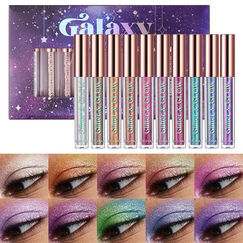 10 Pcs Liquid Eyeshadow Set Long Lasting And Waterproof Shimmer Eyeshadow And Highlighter Gel Set Glitter Eye Makeup For Women
10 Pcs Liquid Eyeshadow Set Long Lasting And Waterproof Shimmer Eyeshadow And Highlighter Gel Set Glitter Eye Makeup For Women