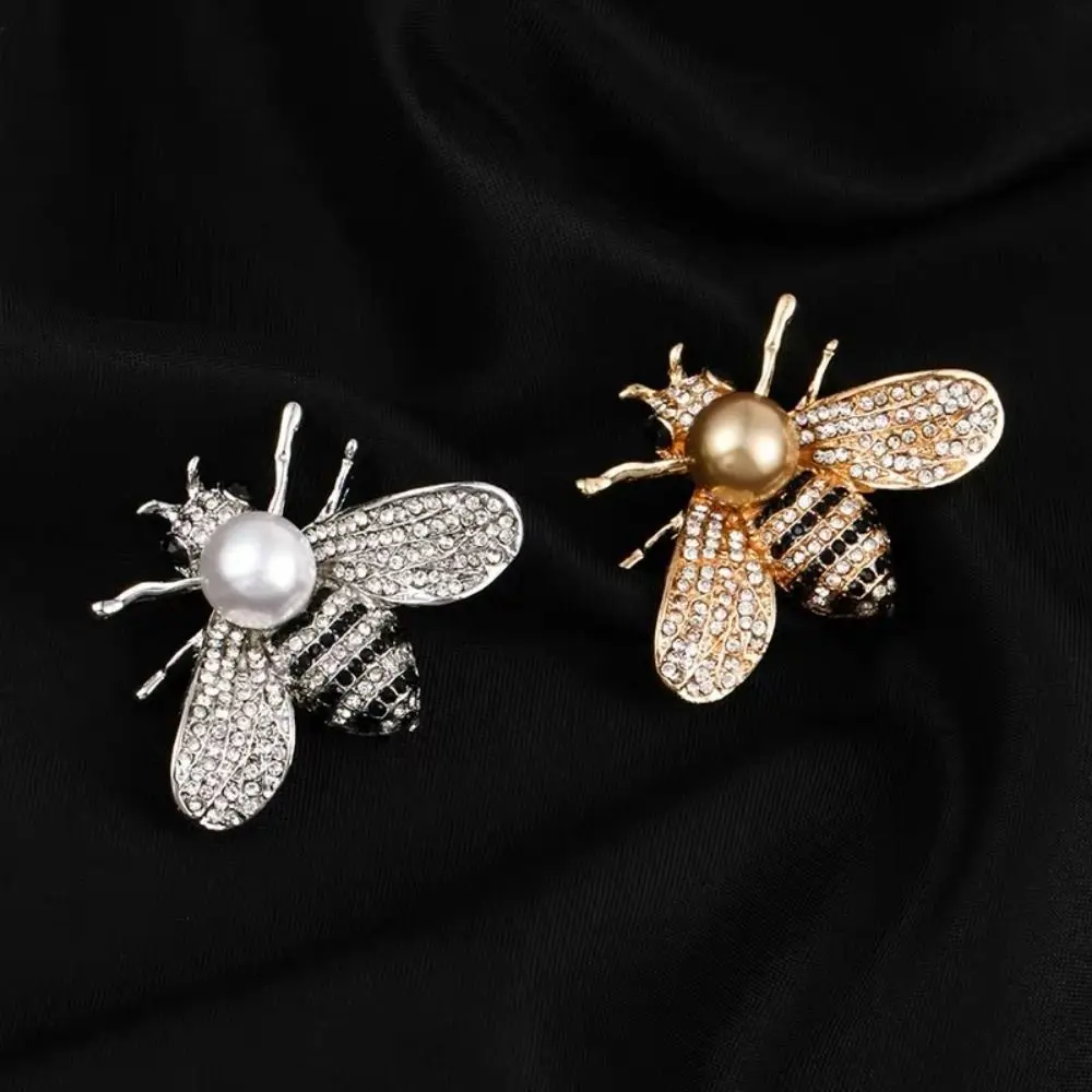 

Cute Daily Alloy Vintage Insect Bee Pearls Dripping Oil Women Brooch Korean Style Badge Middle Ages Clothes Accessories