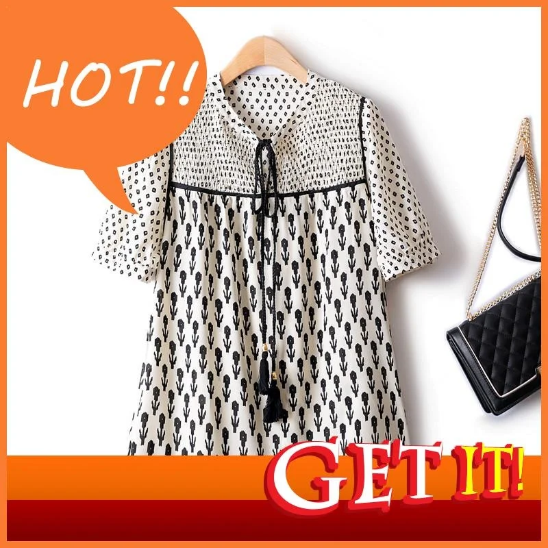 New Sweet Beauty Blouses 2023 Pinch Pleated Stitching Printing Korean Fashion Chiffon Women's Short-sleeved Oversized T-shirt
New Sweet Beauty Blouses 2023 Pinch Pleated Stitching Printing Korean Fashion Chiffon Women's Short-sleeved Oversized T-shirt