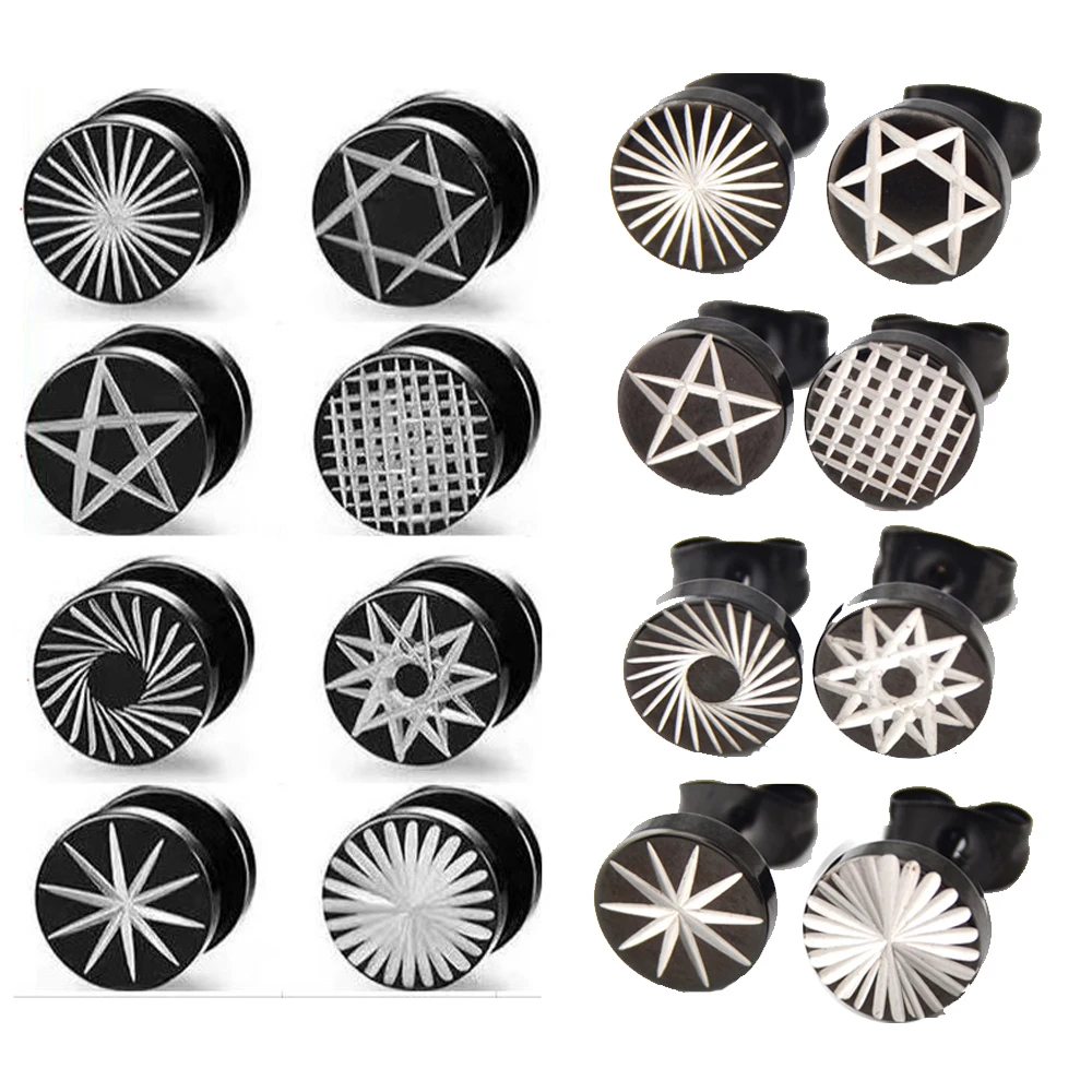 Серьги-гвоздики из нержавеющей стали для мужчин и женщин, уличные гипоаллергенные украшения в стиле «Поп-панк», с черными винтами, в стиле хип-хоп, рок, 1 пара 
Серьги-гвоздики из нержавеющей стали для мужчин и женщин, уличные гипоаллергенные украшения в стиле «Поп-панк», с черными винтами, в стиле хип-хоп, рок, 1 пара