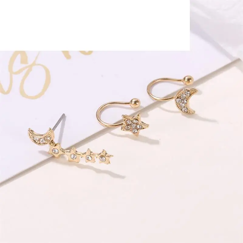 Korean Clip Earrings Crystal Zircon Star Moon Earrings For Women Earing Without Hole Jewelry Fake Earring Single Ear Earings CF5
Korean Clip Earrings Crystal Zircon Star Moon Earrings For Women Earing Without Hole Jewelry Fake Earring Single Ear Earings CF5