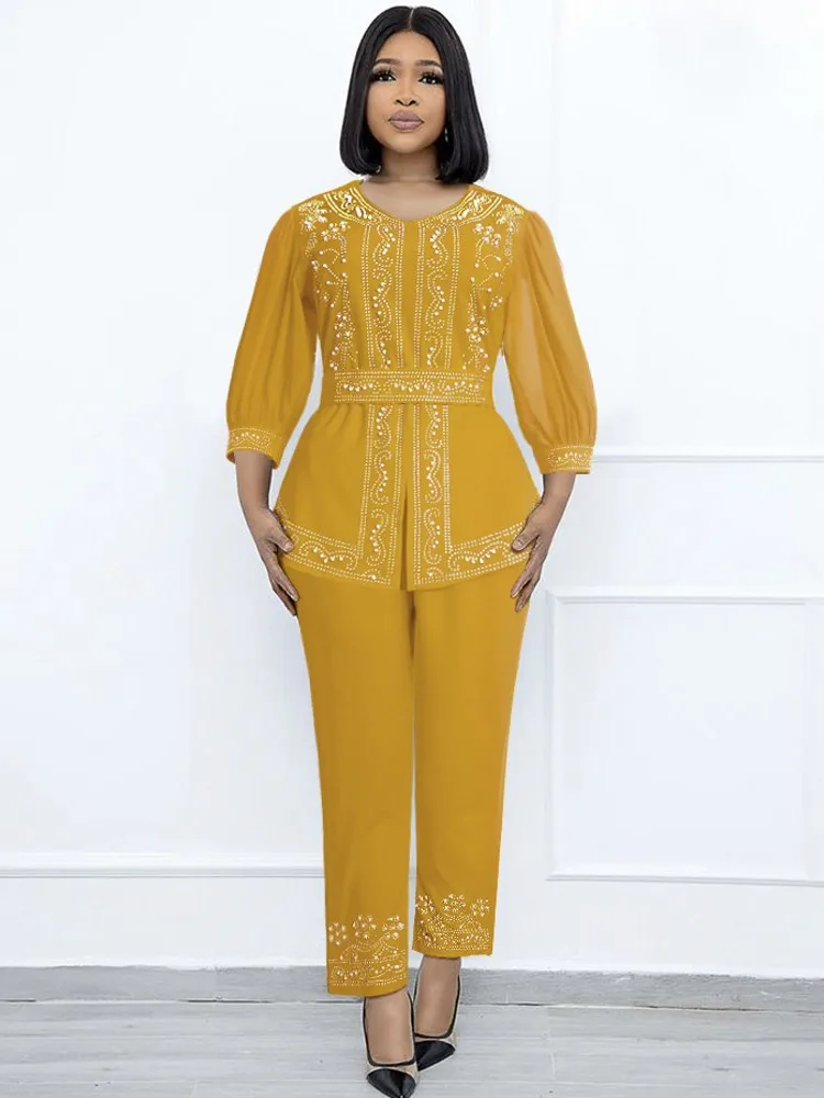 2 Piece Set Women Clothes Dashiki Diamond African Tops And Pants Trousers Suits 2022 Large Size Party Clothing For Lady Outfits
2 Piece Set Women Clothes Dashiki Diamond African Tops And Pants Trousers Suits 2022 Large Size Party Clothing For Lady Outfits