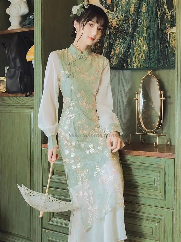 2022 ladies lace qiapo dress cheongsam traditional clothing chinese lace qipao dress elegant oriental sweet dress evening dress
2022 ladies lace qiapo dress cheongsam traditional clothing chinese lace qipao dress elegant oriental sweet dress evening dress