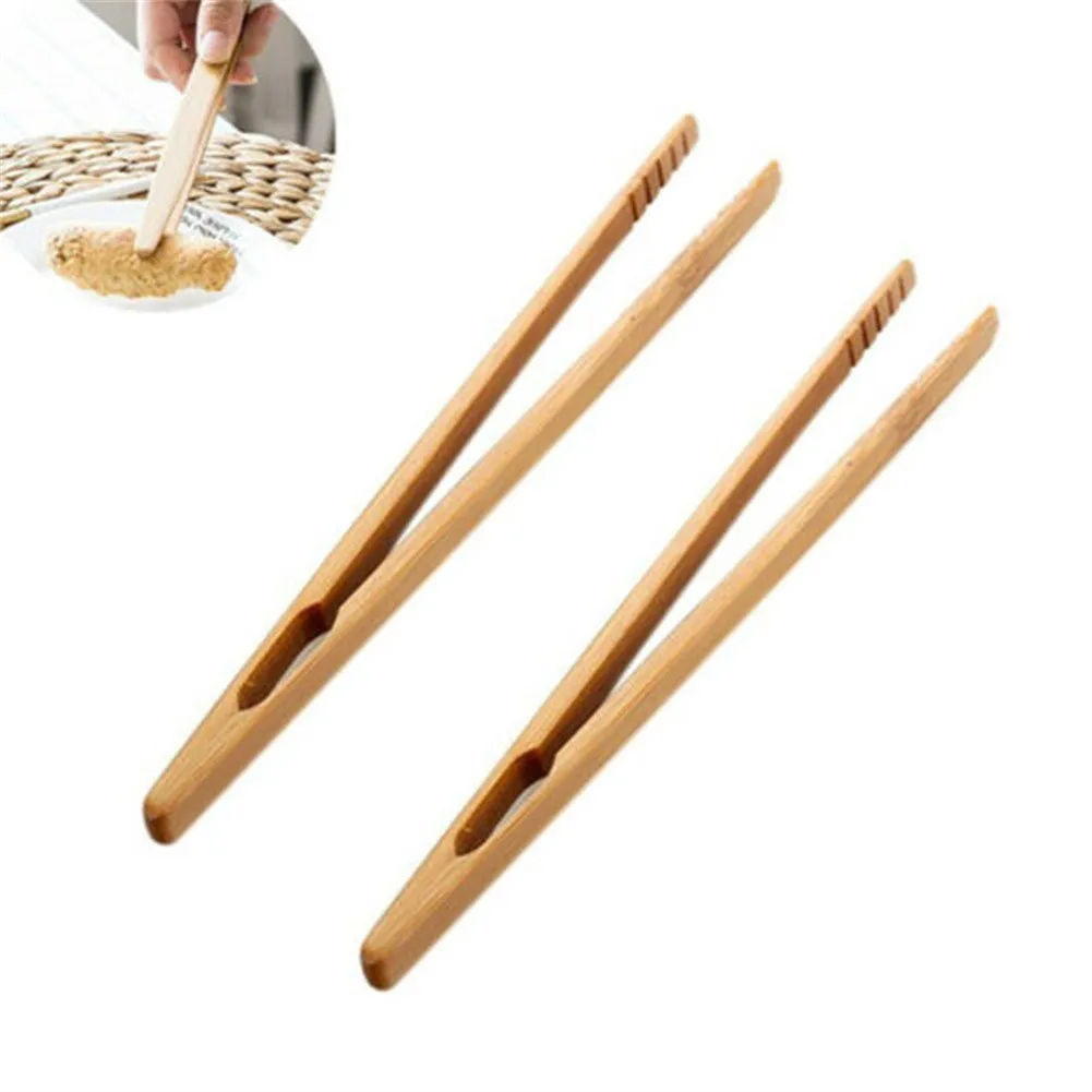 

2Pcs Bamboo Tea Clips Tongs Wooden Food Toast Salad Tongs Toaster Bacon Sugar Ice Tea Tong Teaware Kitchen Accessories