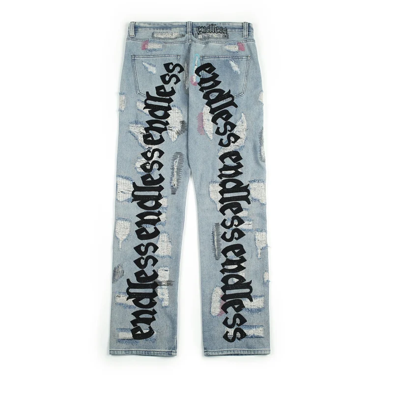 Autumn New Fashion Brand High Street Embroidery Ripped Vintage Jeans Trousers Casual Men And Women Pants 
Autumn New Fashion Brand High Street Embroidery Ripped Vintage Jeans Trousers Casual Men And Women Pants