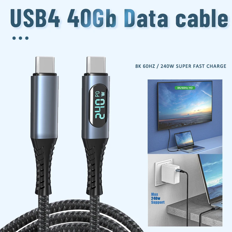 240W Fast USB Type C Cable Power Line For MacBook IPad Usb4.0 Cable Ultra Braided Material Cable USB-C Fast Charging Cable Line
240W Fast USB Type C Cable Power Line For MacBook IPad Usb4.0 Cable Ultra Braided Material Cable USB-C Fast Charging Cable Line