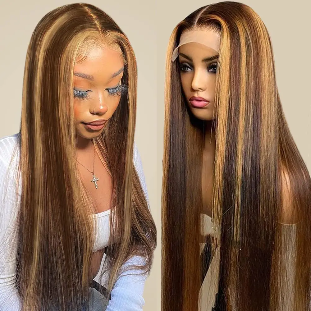 30 32 Inches Straight Highlight Lace Front Human Hair 13x4 Lace Frontal Wigs 4/27 Ombre 13x6 Honey Blonde Colored Wigs For Women
30 32 Inches Straight Highlight Lace Front Human Hair 13x4 Lace Frontal Wigs 4/27 Ombre 13x6 Honey Blonde Colored Wigs For Women