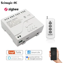 Tuya Zigbee Relay 4CH Smart Home Switch Module APP Remote Control Wireless Radio RF 433 4 Channel Relay for Zigbee Gateway Hub