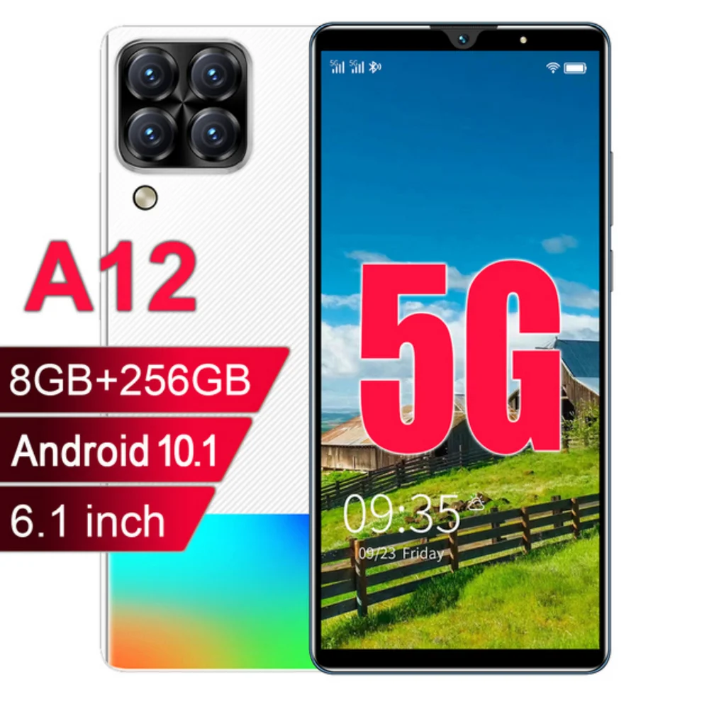 

A12 8 ГБ ОЗУ 256 Гб ПЗУ 6,1 дюйма разблокированный мобильный телефон с двумя Sim-картами 3G 4G телефон с системой Android Мобильный телефон Смартфон