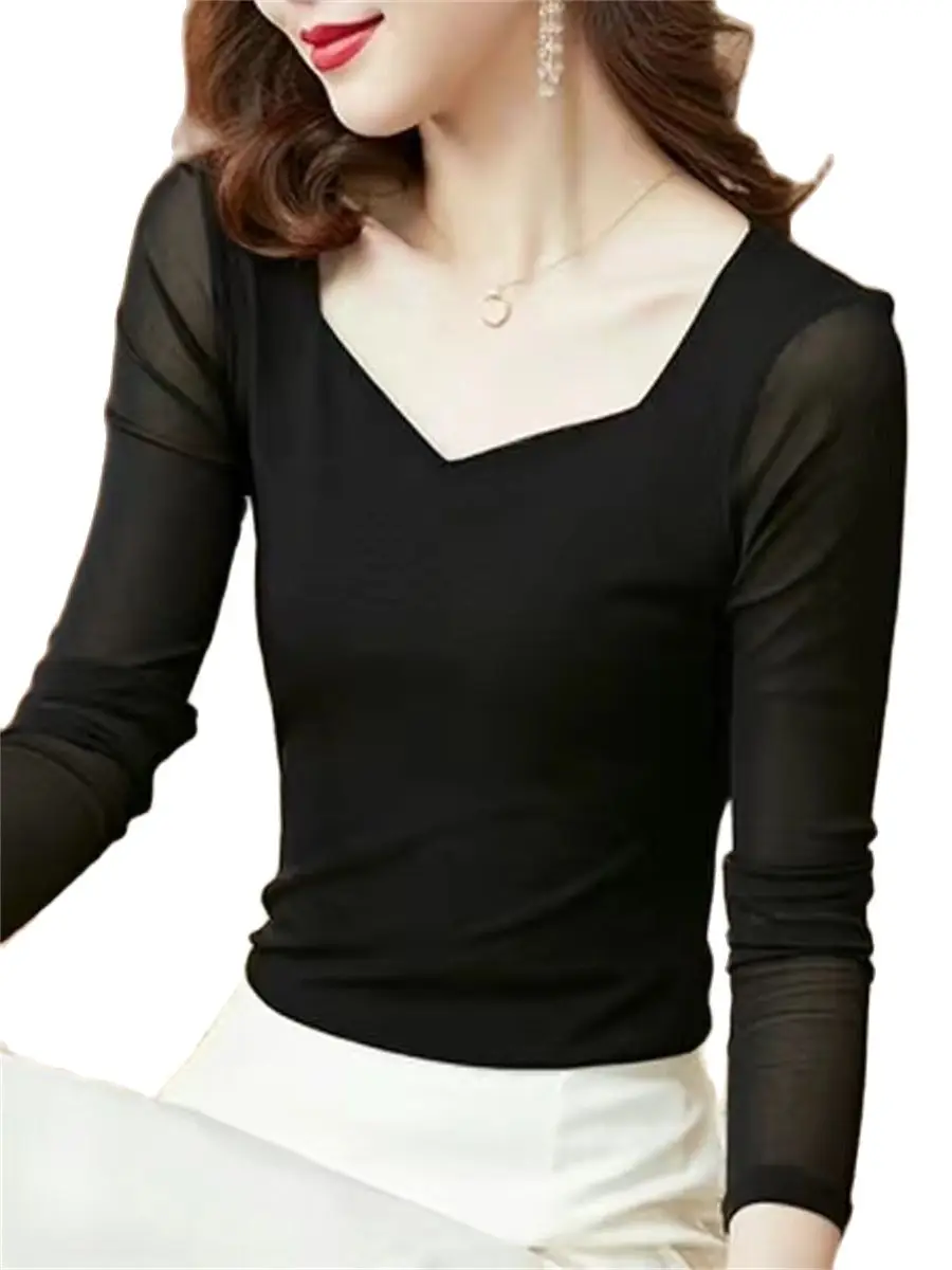 Woman Spring Autumn Style Blouses Shirts Lady Casual Long Sleeve Square Collar Solid Color Mesh Blusas Tops DD9232
Woman Spring Autumn Style Blouses Shirts Lady Casual Long Sleeve Square Collar Solid Color Mesh Blusas Tops DD9232