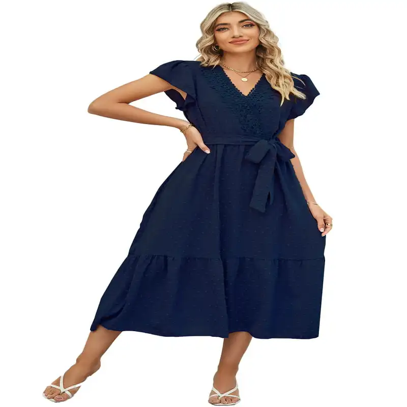 Summer Bohemian Floral Casual Wrap V Neck Ruffle Sleeveless Belt A-Line Pleated Hem Swing Midi Sun Dress (Navy, XL)
Summer Bohemian Floral Casual Wrap V Neck Ruffle Sleeveless Belt A-Line Pleated Hem Swing Midi Sun Dress (Navy, XL)