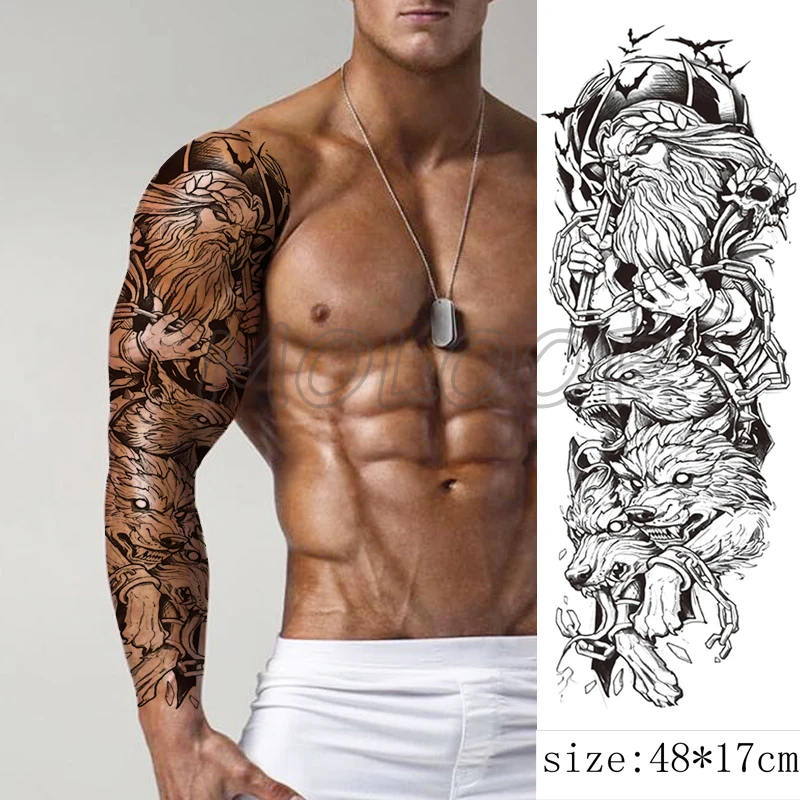 Temporary Tattoo Sticker Bird Moon Wolf Skull Ancient Greek Mythology Leaf Full Arm Body Art Anime Fake Tattoos for Woman Man
Temporary Tattoo Sticker Bird Moon Wolf Skull Ancient Greek Mythology Leaf Full Arm Body Art Anime Fake Tattoos for Woman Man