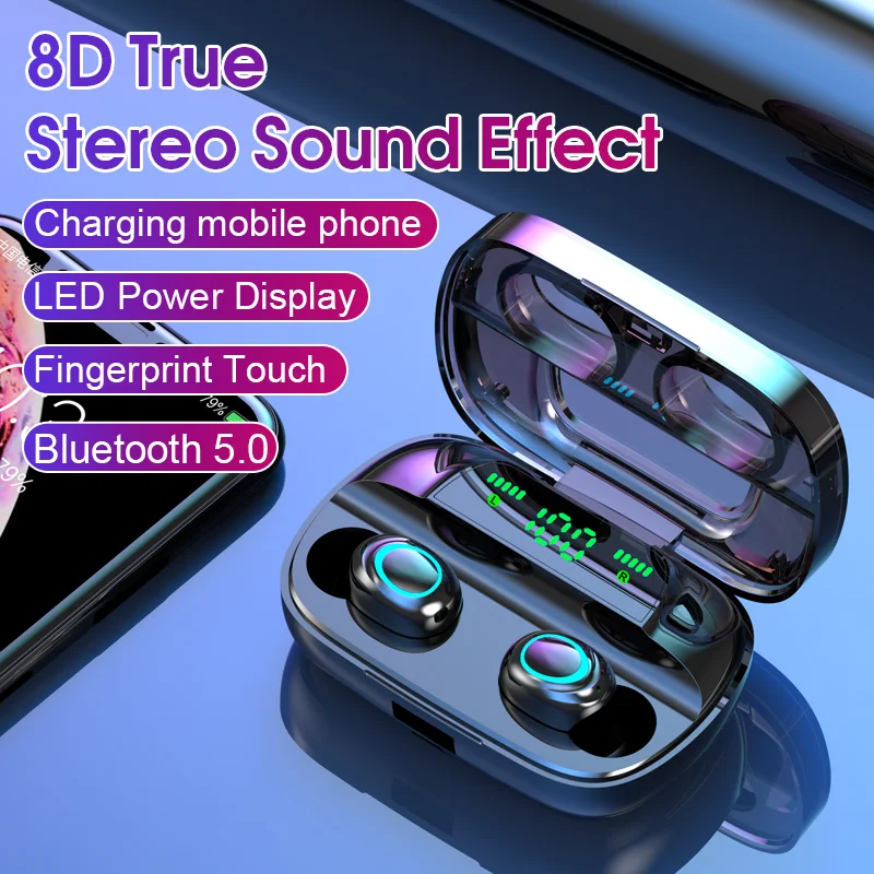 

TWS Bluetooth 5.0 Earphones Wireless Headphones 3500mAh Charging 8D Stereo Sports Waterproof Earbuds Headsets With Microphone