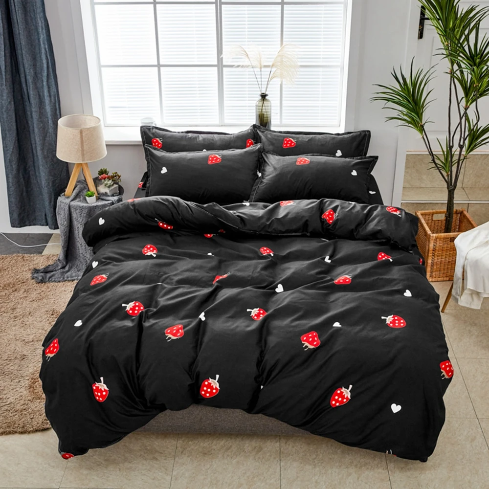 Evich Black Sheet Duvet Covers Strawberry Pattern Three Piece Quilt Cover Pillowcase High Quality Seasonal Bedroom Bedding Set
Evich Black Sheet Duvet Covers Strawberry Pattern Three Piece Quilt Cover Pillowcase High Quality Seasonal Bedroom Bedding Set