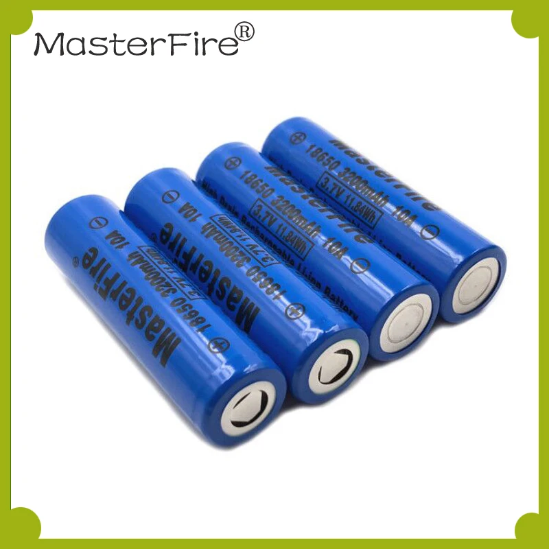 

MasterFire 3200mah 10A 18650 3.7V 11.84Wh High Drain Rechargeable Lithium Battery Flashlight Batteries Cell For e-cigs toys