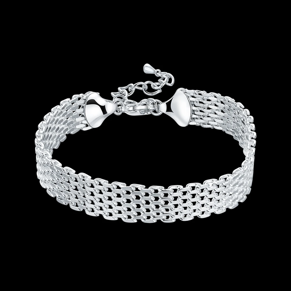 Hot new 925 Silver color Bracelets for women Exquisite fashion weaving chain Wedding party Christmas gifts Jewelry
Hot new 925 Silver color Bracelets for women Exquisite fashion weaving chain Wedding party Christmas gifts Jewelry