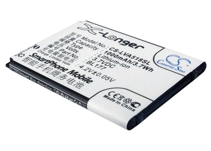 Аккумулятор CS 1000mAh/3.7Wh для Lenovo A518 BL177 
Аккумулятор CS 1000mAh/3.7Wh для Lenovo A518 BL177