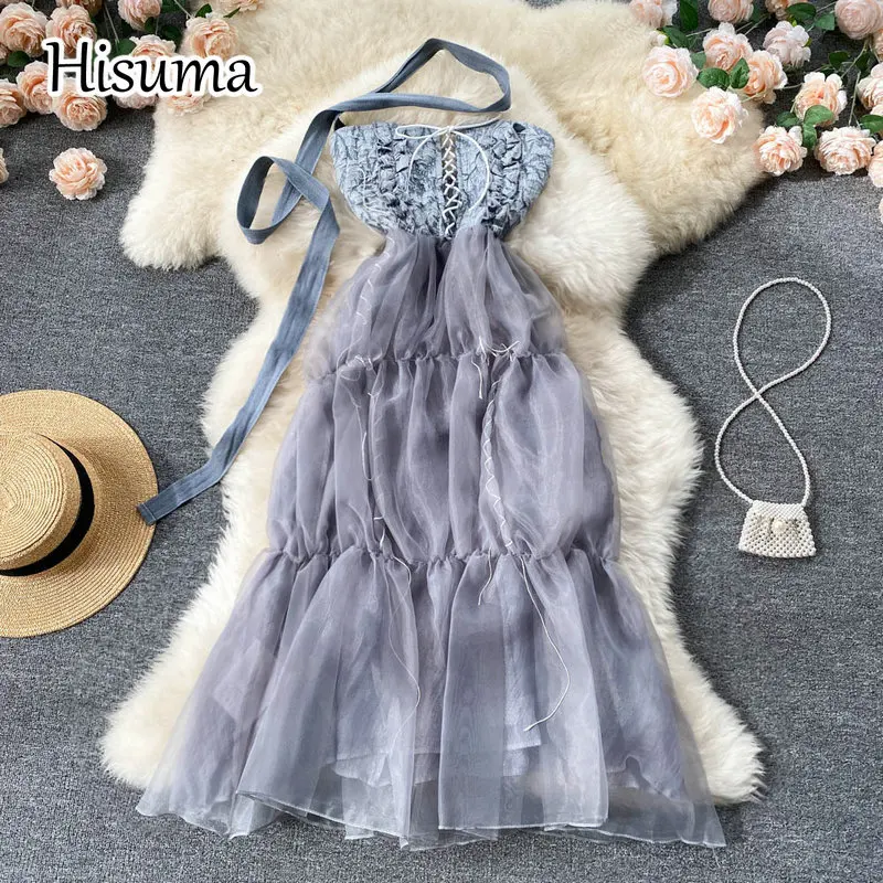 2022 summer new women halter neck sleeveless chest wrap drawstring mesh party dress female Chic elegant A-line dresses
2022 summer new women halter neck sleeveless chest wrap drawstring mesh party dress female Chic elegant A-line dresses