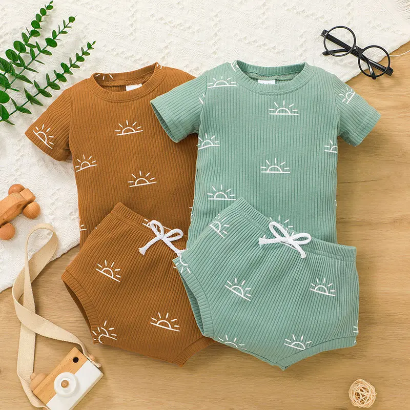 Infant Girl Clothes Baby Boys Clothing Set Children Solid Sun Print Ribbed Tops Elastic Shorts 2PCS Suit Toddler Casual Outfits
Infant Girl Clothes Baby Boys Clothing Set Children Solid Sun Print Ribbed Tops Elastic Shorts 2PCS Suit Toddler Casual Outfits