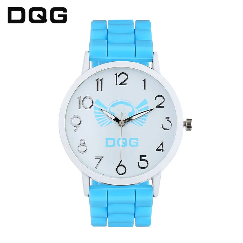 

Luxury TOP DQG Brand Sports Ladies Watch Blue Silicone Arabic Digital Cartoon Wings Quartz Wristwatches For Women Bracelet Gift