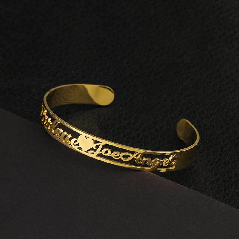 Customized Heart Letter Name Bracelet Gold Color Personalized Stainless Steel Nameplate Cuff Bangles Women Lover Wedding Jewelry
Customized Heart Letter Name Bracelet Gold Color Personalized Stainless Steel Nameplate Cuff Bangles Women Lover Wedding Jewelry