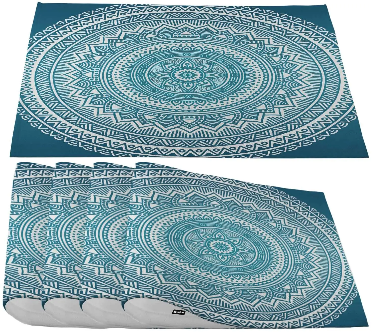 

Набор белых синих салфеток с мандалой, набор из 4 круглых ковриков для рисования с индийским узором, чайные салфетки для столовой, водонепро...