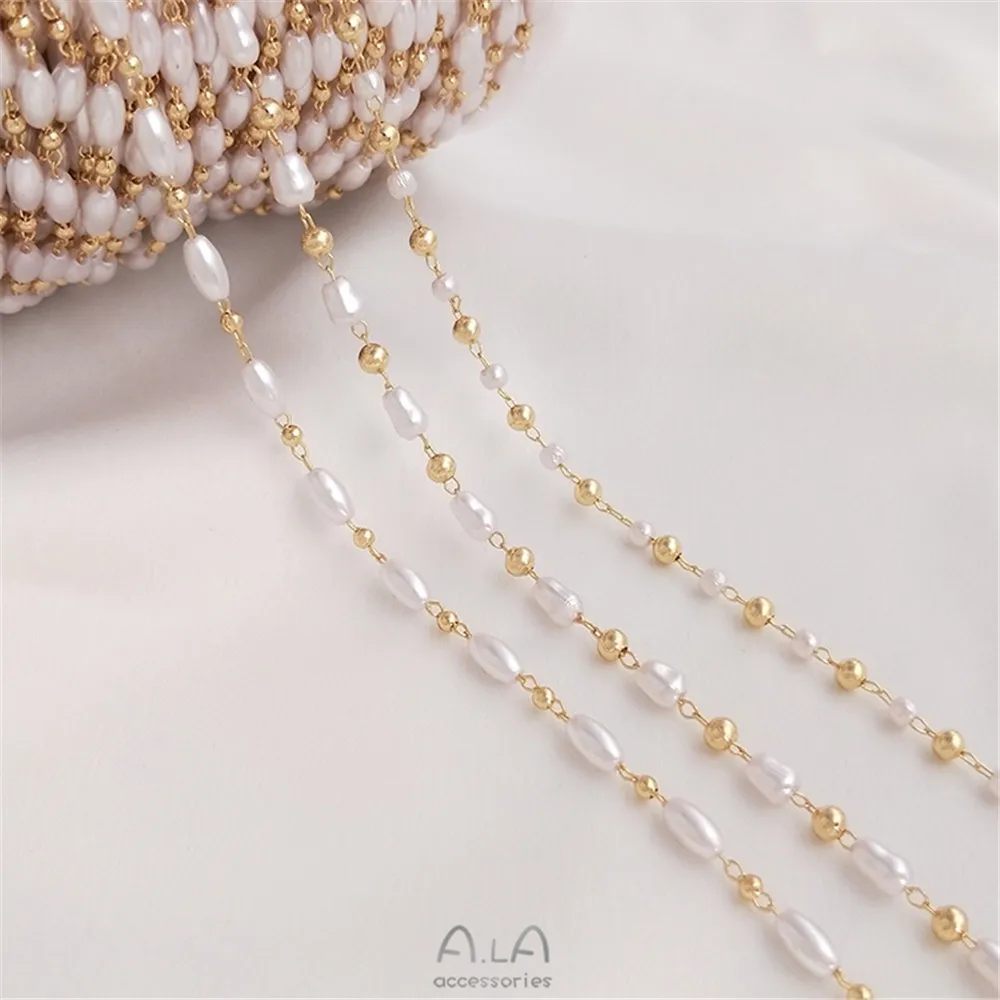 Handmade chain 14K gold imitation pearl rice bead shaped gourd bead isolation chain DIY necklace bracelet loose chain
Handmade chain 14K gold imitation pearl rice bead shaped gourd bead isolation chain DIY necklace bracelet loose chain