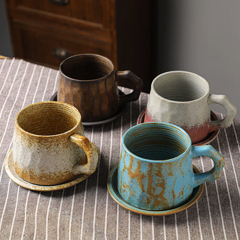 European coarse ceramic coffee cup with saucer vintage instant coffee cup creative large-capacity mug
European coarse ceramic coffee cup with saucer vintage instant coffee cup creative large-capacity mug