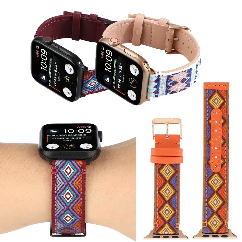 Nylon Leather Strap for Apple Watch Band 41mm 45mm 40mm 44mm 38mm 42mm Ethnic style Bracelet for iWatch Series 7 6 SE 5 4 3
Nylon Leather Strap for Apple Watch Band 41mm 45mm 40mm 44mm 38mm 42mm Ethnic style Bracelet for iWatch Series 7 6 SE 5 4 3