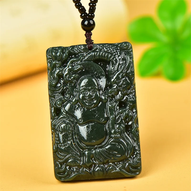 Mai Chuang/He Tian Cyan Jade Maitreya Buddha Emerald Necklace Pendant Fashion Elegant Personality Jewelry Men Women Couple Gift
Mai Chuang/He Tian Cyan Jade Maitreya Buddha Emerald Necklace Pendant Fashion Elegant Personality Jewelry Men Women Couple Gift