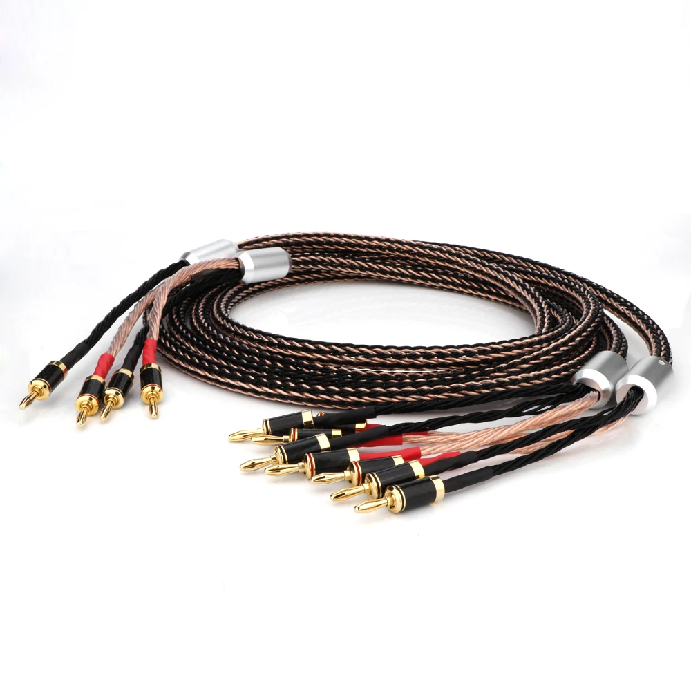 High Quality Hifi Bi Wiring Speaker Cable Hi-end OCC Speaker Wire With Carbon Fiber Banana Plug 2 bananas to 4 bananas Connector
High Quality Hifi Bi Wiring Speaker Cable Hi-end OCC Speaker Wire With Carbon Fiber Banana Plug 2 bananas to 4 bananas Connector