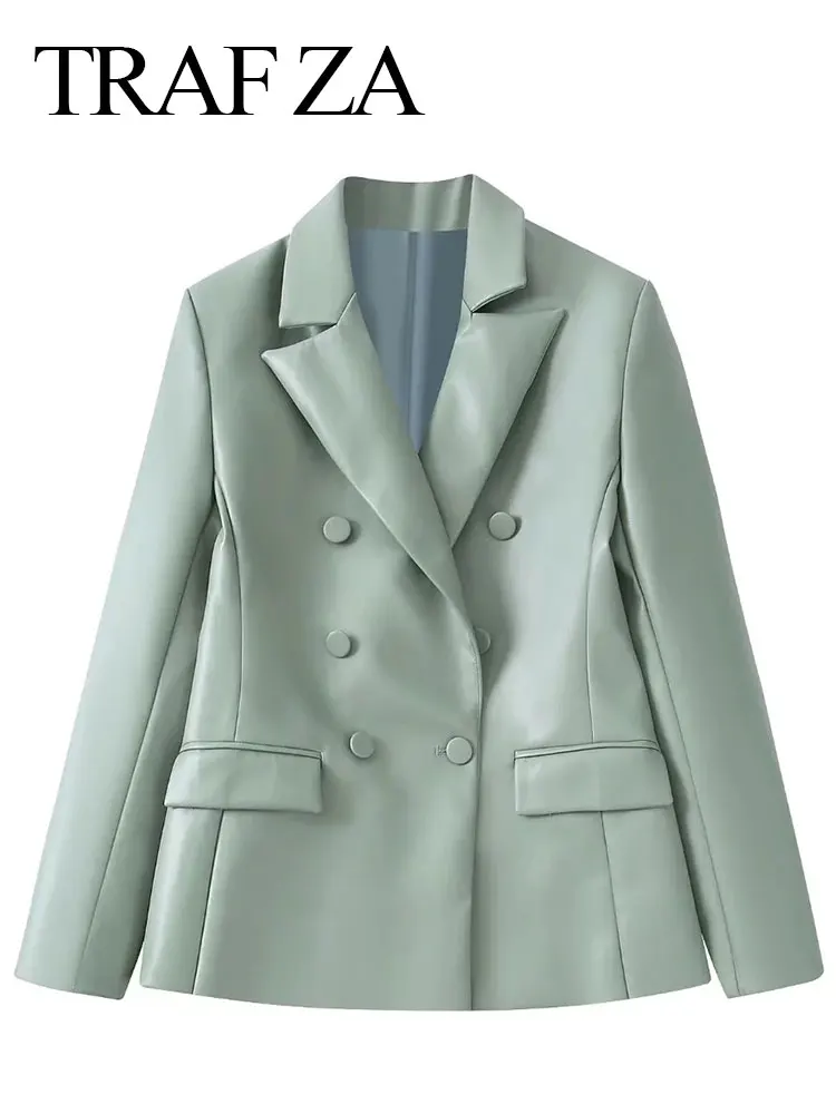 TRAF ZA Stylish Thin Leather Unisex Minimalist Women's Formal Blazer Grey Bean Green Fashion Double Breasted Slim Fit Blazer
TRAF ZA Stylish Thin Leather Unisex Minimalist Women's Formal Blazer Grey Bean Green Fashion Double Breasted Slim Fit Blazer