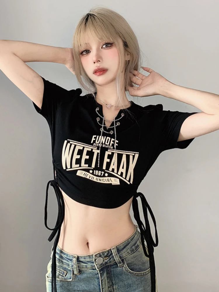 Винтажный укороченный топ с буквенным принтом, футболка с круглым вырезом и коротким рукавом, с рисунком цепей, ленивая стильная панковская...
Винтажный укороченный топ с буквенным принтом, футболка с круглым вырезом и коротким рукавом, с рисунком цепей, ленивая стильная панковская...