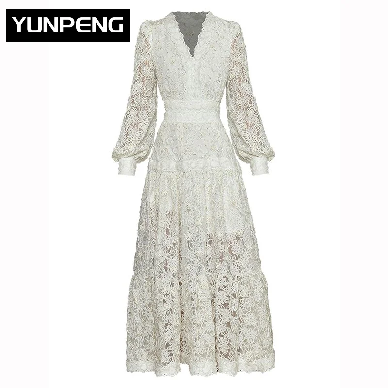 Fashion Runway Black Dress Women V-neck Lantern sleeve Hollow out Embroidery Vintage Party Midi Dresses 2023 Luxury Designer
Fashion Runway Black Dress Women V-neck Lantern sleeve Hollow out Embroidery Vintage Party Midi Dresses 2023 Luxury Designer