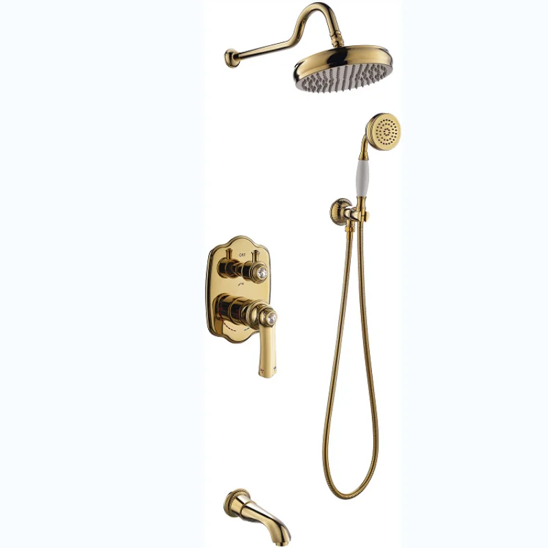 European style copper concealed wall-mounted multifunctional zirconium shower set
European style copper concealed wall-mounted multifunctional zirconium shower set