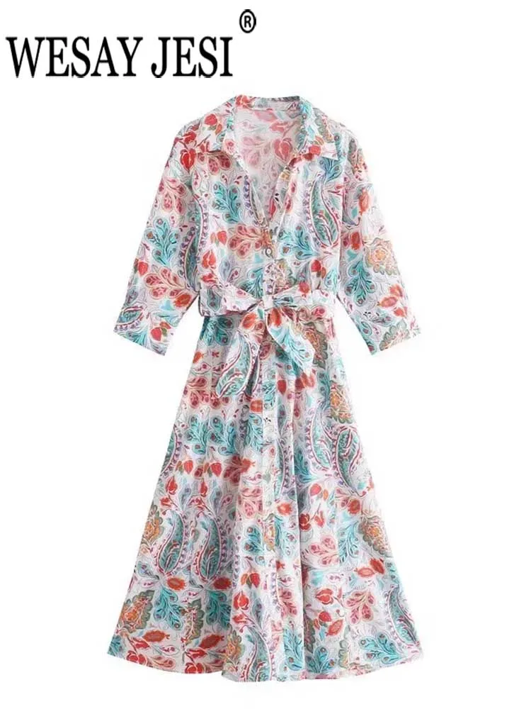 WESAY JESI Summer New Casual Boho Print Fashion Retro Single Breasted Dress Elegant Loose Mid Length Sleeve and Calf Women Dress
WESAY JESI Summer New Casual Boho Print Fashion Retro Single Breasted Dress Elegant Loose Mid Length Sleeve and Calf Women Dress