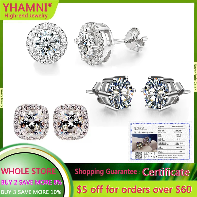 With Certificate Tibetan Silver S925 Earrings Not Allergic Jewelry Luxury Zirconia Diamond Stud Earrings For Women Wedding E01 
With Certificate Tibetan Silver S925 Earrings Not Allergic Jewelry Luxury Zirconia Diamond Stud Earrings For Women Wedding E01