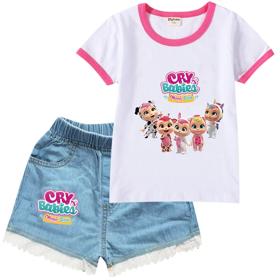 Cry Babies Girls Clothes Set Summer Kids T-Shirt Denim Shorts Casual Tracksuit 2 Piece Tracksuit Set Kids Clothing
Cry Babies Girls Clothes Set Summer Kids T-Shirt Denim Shorts Casual Tracksuit 2 Piece Tracksuit Set Kids Clothing