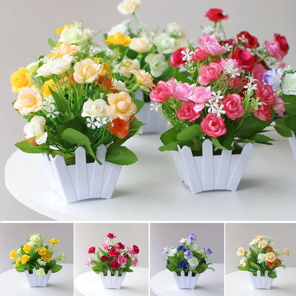 Mini Artificial Flower Plants Bonsai Fake Flowers Potted Ornaments Home Dining Table Wedding Potted Decor Rose Fence Flower Set
Mini Artificial Flower Plants Bonsai Fake Flowers Potted Ornaments Home Dining Table Wedding Potted Decor Rose Fence Flower Set