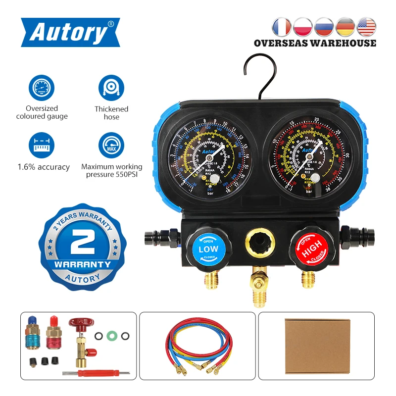 Autory Manifold Gauge Refrigerant Filling Vacuum Gauge Automotive Air Conditioning Freon Charging Vacuum Fauge AC R1234YF R134A
Autory Manifold Gauge Refrigerant Filling Vacuum Gauge Automotive Air Conditioning Freon Charging Vacuum Fauge AC R1234YF R134A