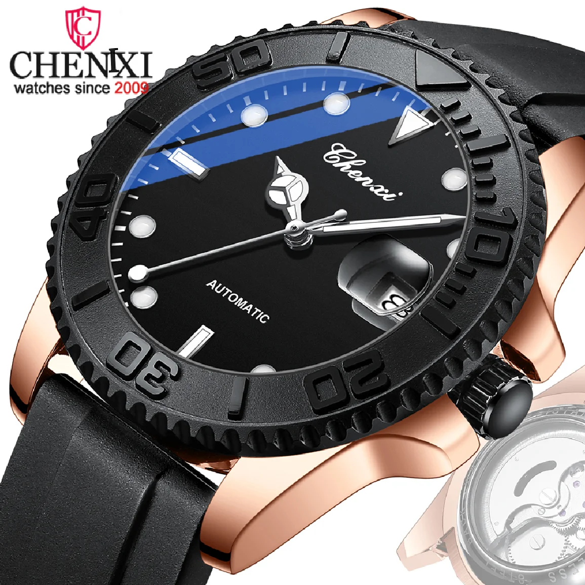 

Автоматические механические мужские часы бренда CHENXI, Роскошные водонепроницаемые кварцевые наручные часы с кожаным ремешком и турбийоном,...